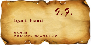 Igari Fanni névjegykártya
